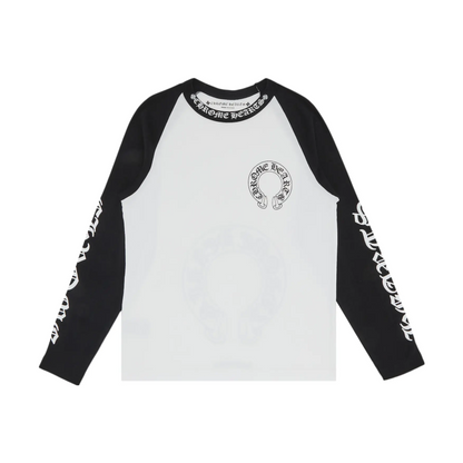 Chrome Hearts Horseshoe Neck Logo 3/4 Shirt 'Black/White'