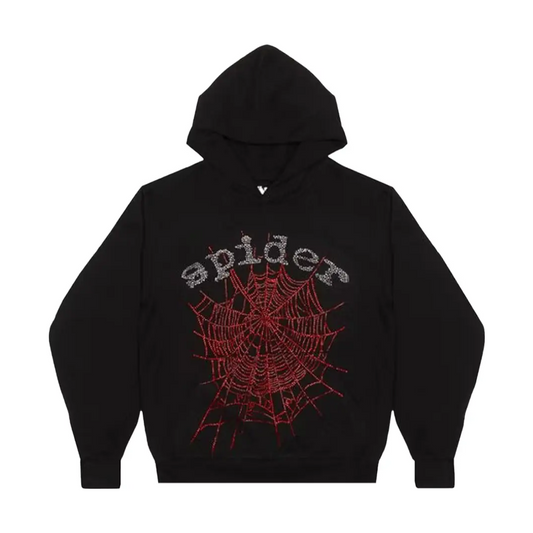 Sp5der OG Rhinestone Hoodie 'Black'