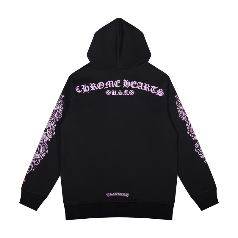 Chrome Hearts Horse Shoe Hoodie 'Black/Pink'