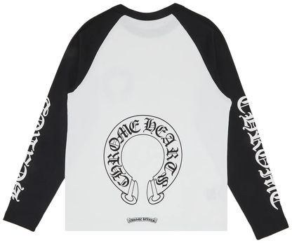Chrome Hearts Horseshoe Neck Logo 3/4 Shirt 'Black/White'