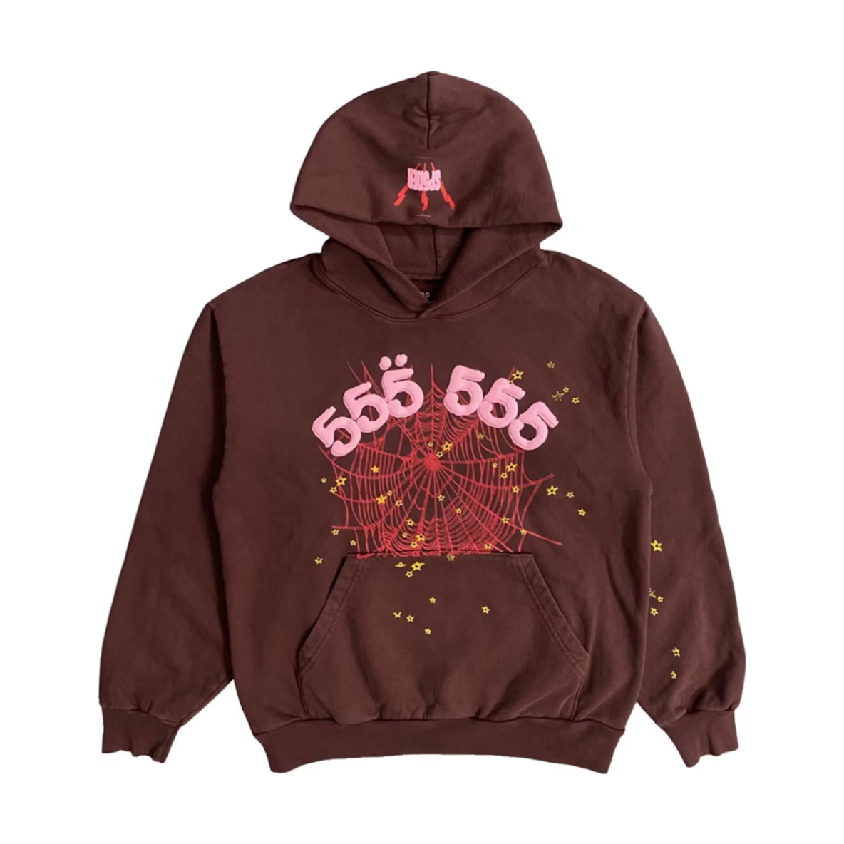 Sp5der Worldwide Angel Number Hoodie 'Brown'