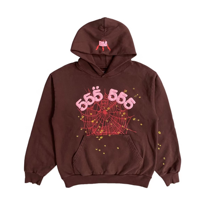 Sp5der Worldwide Angel Number Hoodie 'Brown'