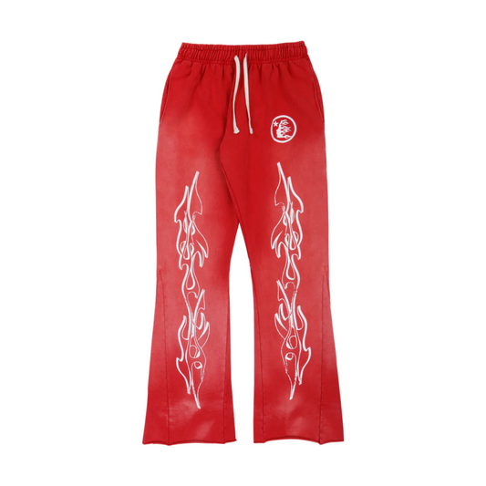 Hellstar Red Flame Flare Sweatpants